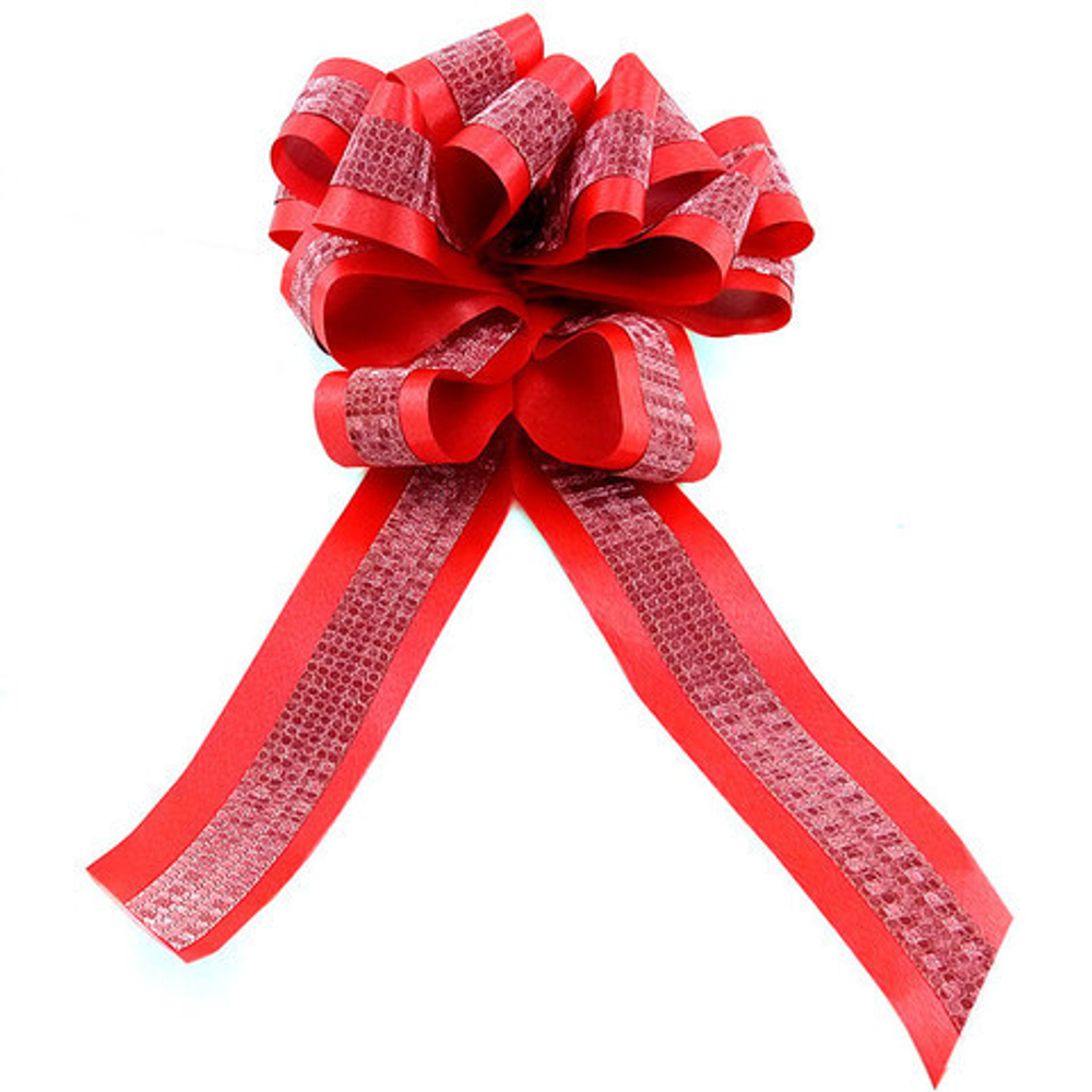 Бант-шар С глиттером Комбо, Красный / 16см*4,5см