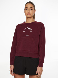 Женская теннисная куртка Tommy Hilfiger RLX Sueded Modal C NK Sweatshirt - Red