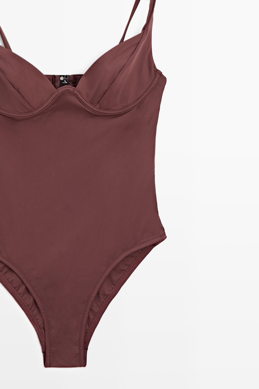 Massimo Dutti Купальник на косточках с широкими бретелями, коричневый