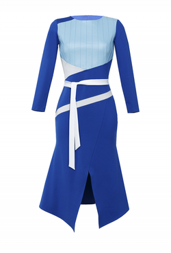 Платье футляр с вставкой из экокожи по лифу 21 -19FW