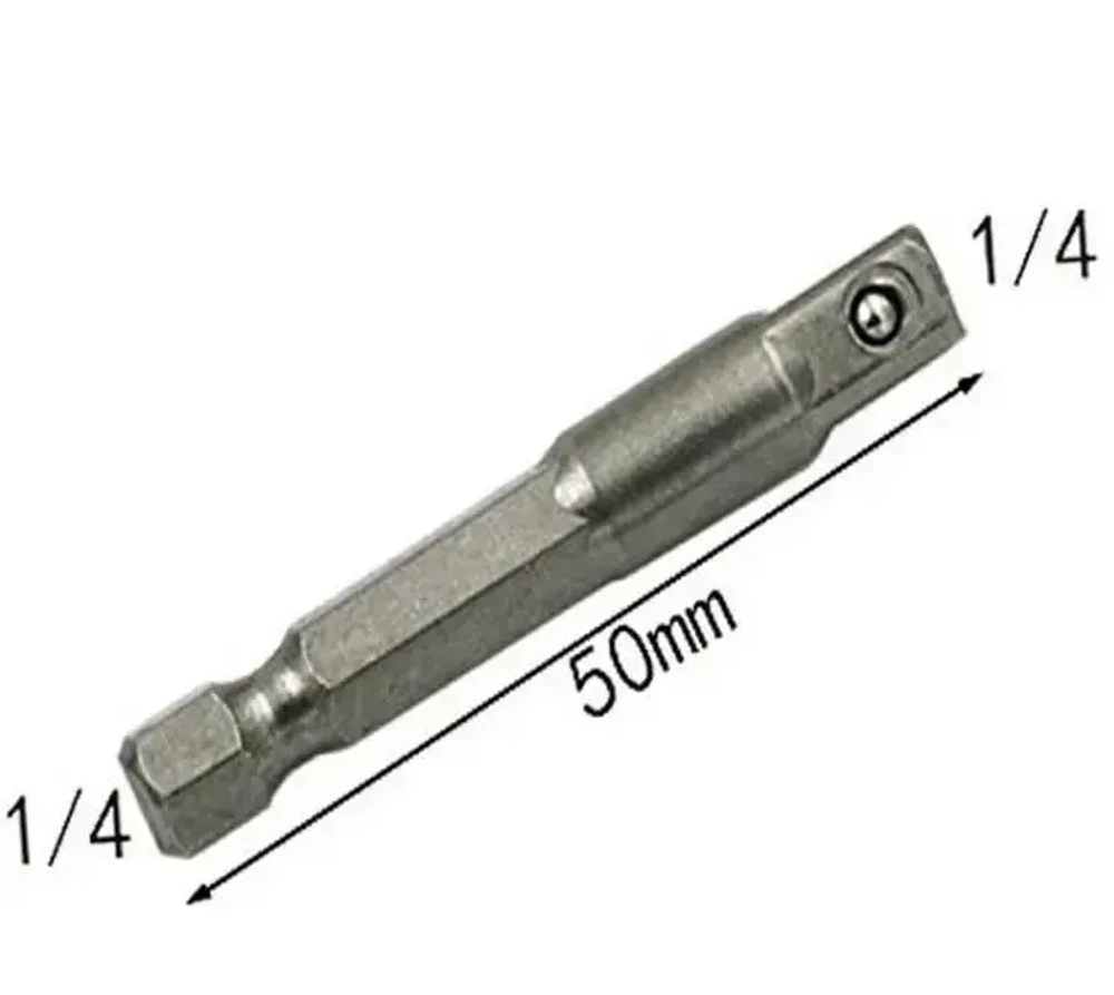 Адаптеры, переходники для шуруповерта под торцевые головки 1/4", 3/8", 1/2", длина 50 мм, комплект 3 шт