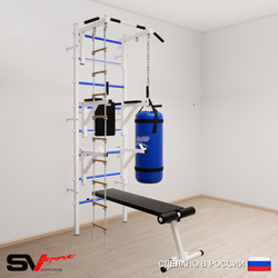 Шведская стенка Sv Sport усиленная 6921 (Турник стандарт/Брусья/Стойка/Скамья/Лестница/Цепь/Мешок 15кг)