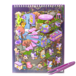 Румбокс, наклейки для творчества - антистресс блокнот, 200*265 мм, "Animal Party", фиолет, XXL, 3D стикеры, 6 комнат, в комплекте пинцет, пакет с европодвесом