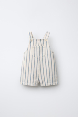 ZARA КОРОТКИЙ КОМБИНЕЗОН В ПОЛОСКУ, ЭКРЮ