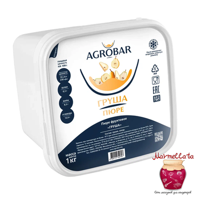 Пюре замороженное Груша АГРОБАР, 1 кг