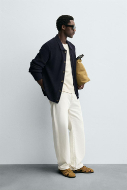 ZARA КАРДИГАН В РУБЧИК, МОРСКОЙ СИНИЙ