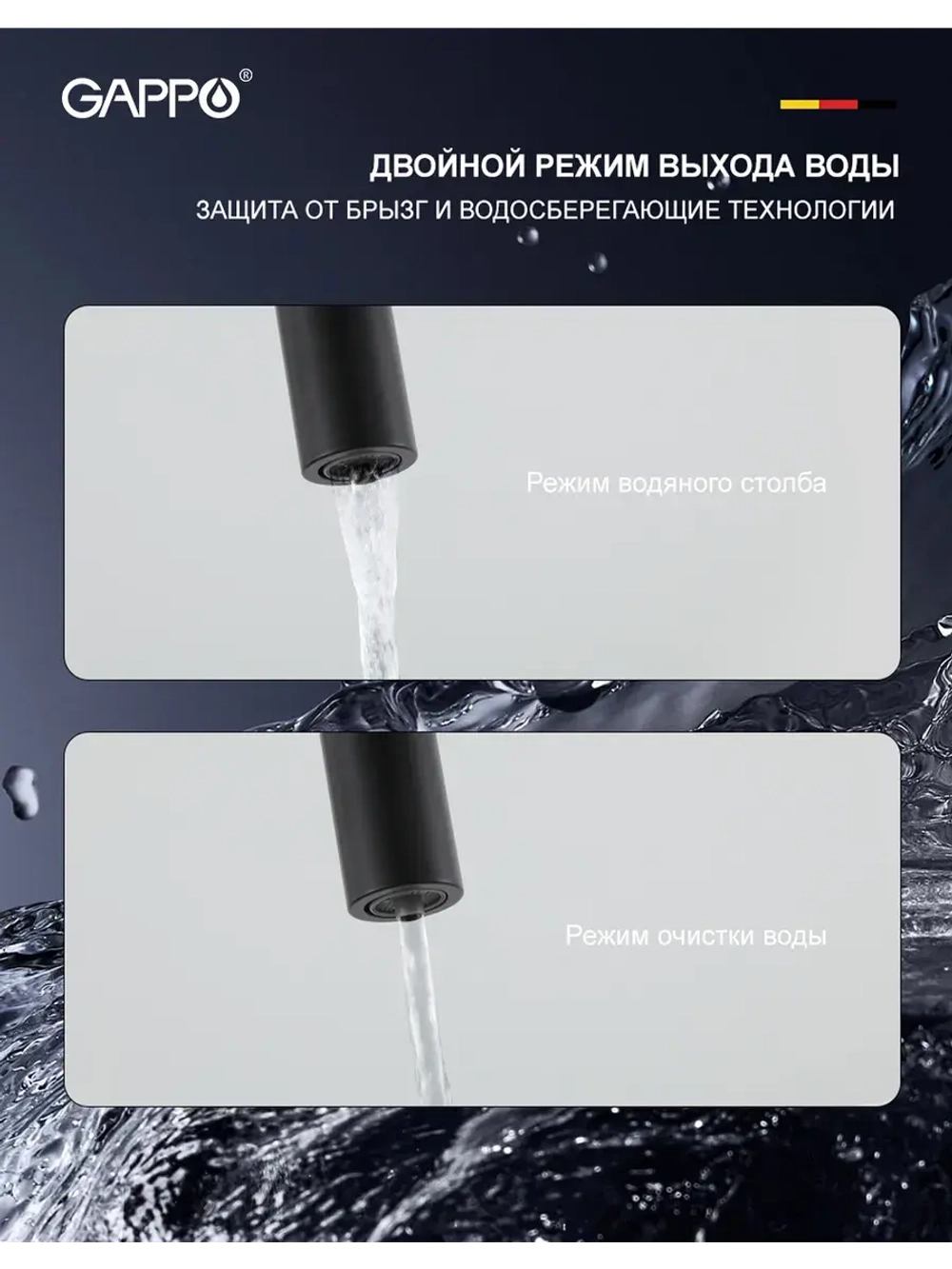Смеситель для кухни с подключением к фильтру Gappo G4395-36