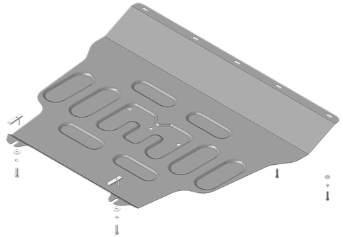 Защита картера Двигателя, КПП. 2 мм, Сталь. для Geely Coolray 2020-2023, Geely Coolray 2023-н.в. MOTODOR.74201