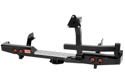 Бампер силовой задний Mazda B2500/BT50, Ford Ranger 2006-2010 с квадратом под фаркоп, калиткой, фонарями, подсветкой номера РИФ