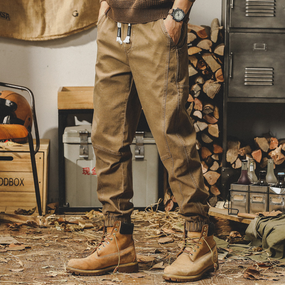Модные мужские повседневные рабочие брюки c резинкой внизу