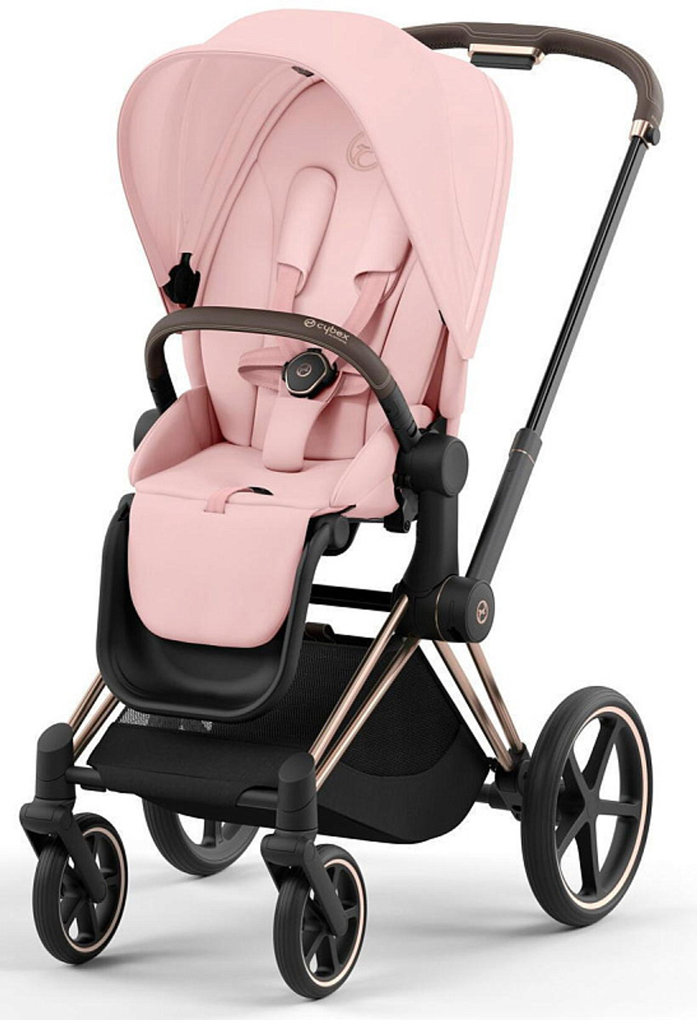Коляска 3 в 1 Cybex Priam IV Rosegold complete и автокресло Aton S2 i-Size Moon Black Peach Pink