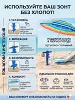 Бур-подставка для пляжного зонта 31см «От Винта!» пластик, цвет синий ДоброСад