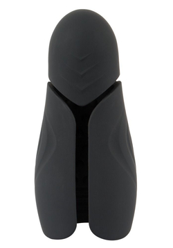Черный силиконовый вибромастурбатор с нагревом Masturbator with 2 Functions