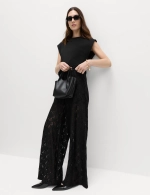 Брюки с широкими штанинами и кружевными деталями - MARKS&SPENCER