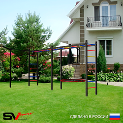 Уличная шведская стенка Sv Sport рукоход х 2 с комплектом турник прямой У50233 (Гнездо 80см/Кронш бокс)