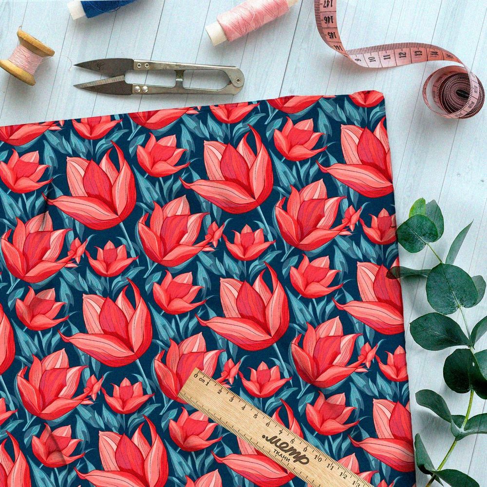 Ткань Барби мелодия тюльпанов