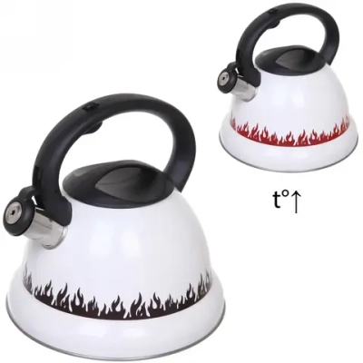 Чайник из нержавеющей стали 3,2л «Пламя» со свистком, меняющий цвет белый