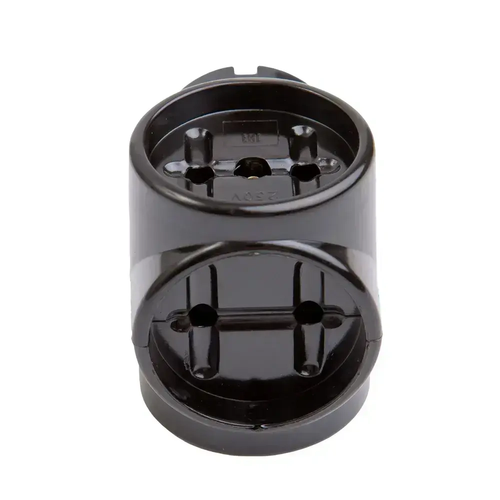 Тройник для розетки 3 гнезда бакелитовый 16А 250B, черный