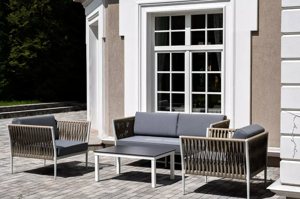 "Касабланка" лаунж-зона плетеная из роупа 4-местная, цвет серый