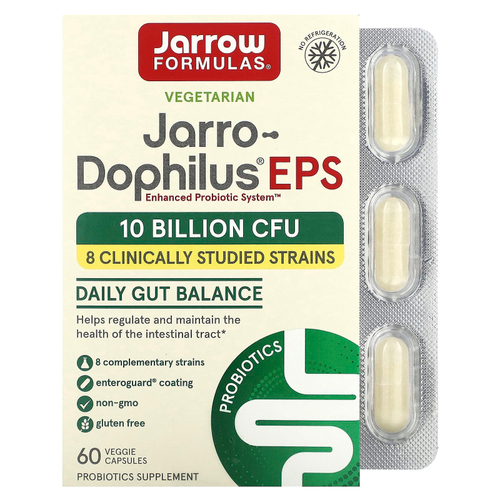 Jarrow Formulas, Jarro-Dophilus EPS, пробиотики, 60 растительных капсул (5 млрд в 1 капсуле)