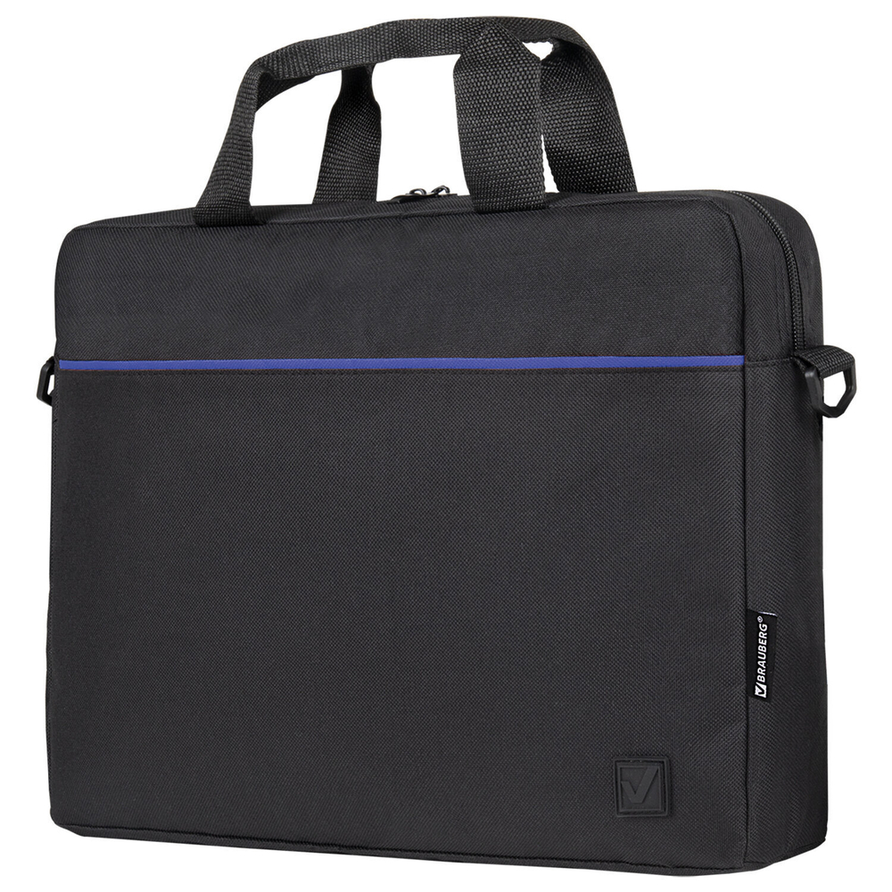 Сумка портфель BRAUBERG PRACTICAL с отделением для ноутбука 15 6" Blue line черная 29х40х7 см