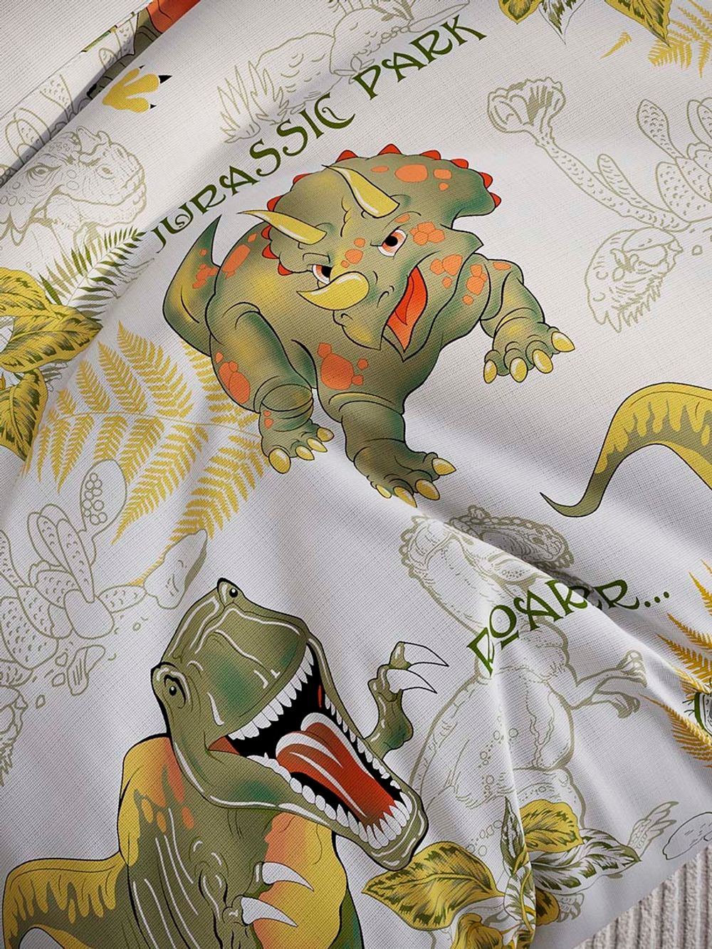 Наволочка комплект 2шт поплин Сказка "Динозаврики" 40x60 см