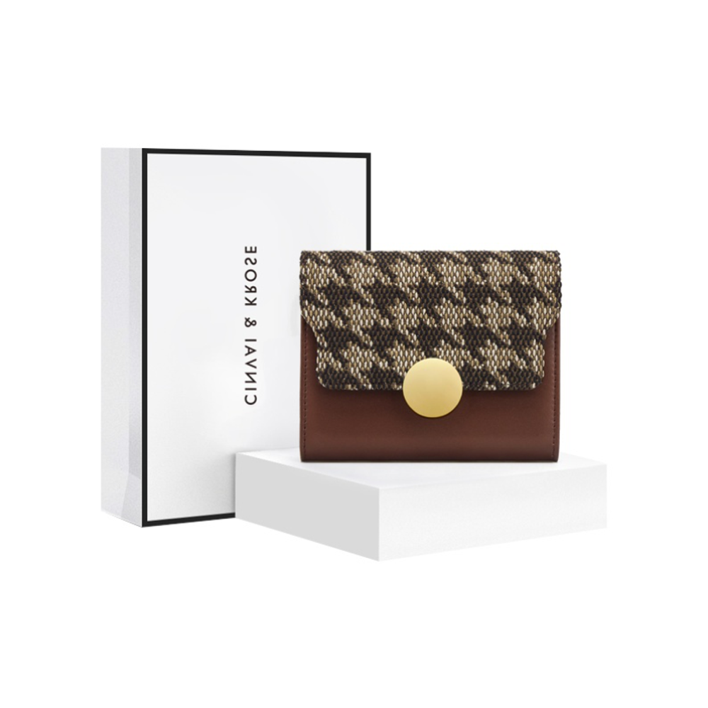 XINWAYI·KELUOSI Fabric, Synthetic Leather Wallet, Coin Purse, Card Holder, Document Bag, Wallet Regular Women"s Brown