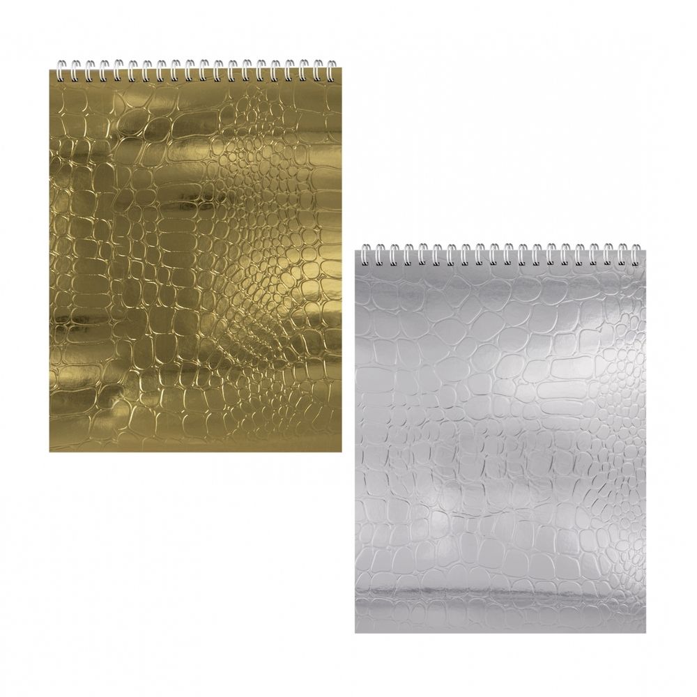 Блокнот А6+, гребень, Alingar, дизайнерский картон, тиснение, 48 л., клетка, &quot;Croko&quot;, ассорти