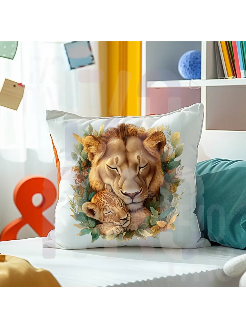 Термонаклейка на одежду, термопринт "Львы"