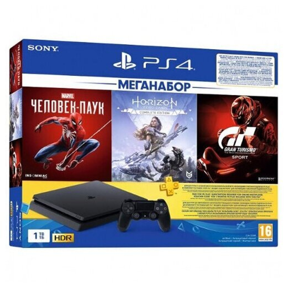Sony PlayStation 4 Slim 1 ТБ GTS/HZD/SpiderM/PS+ 3мес