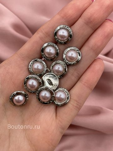 Пуговицы Шан. Жемчуг серебро нежно-розовые
