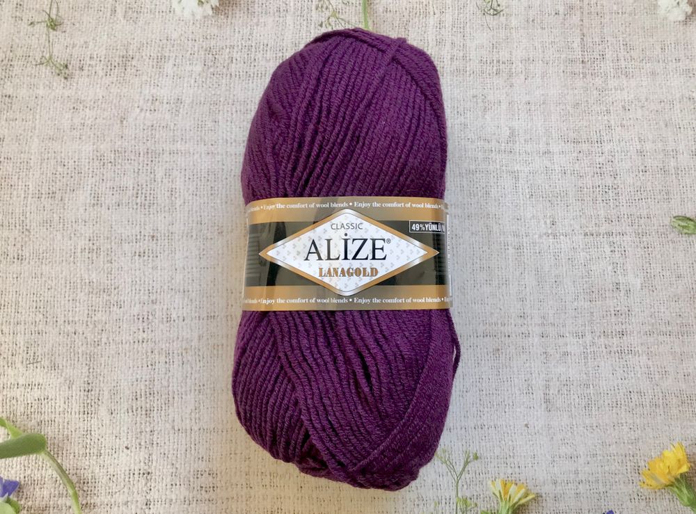 Пряжа ALIZE &quot;Lana Gold Classic&quot;. 111 сливовый