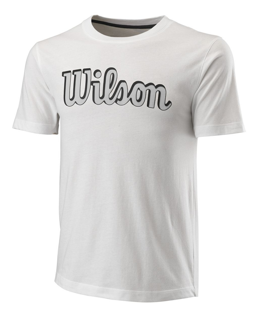 Теннисная футболка Wilson Script Eco Cotton Tee Slimfit - White