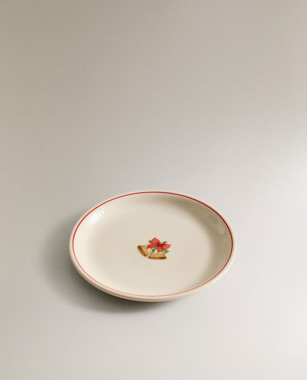 ZARA HOME НОВОГОДНЯЯ ТАРЕЛКА ДЛЯ ХЛЕБА ИЗ КЕРАМИКИ, БЕЛЫЙ/КРАСНЫЙ