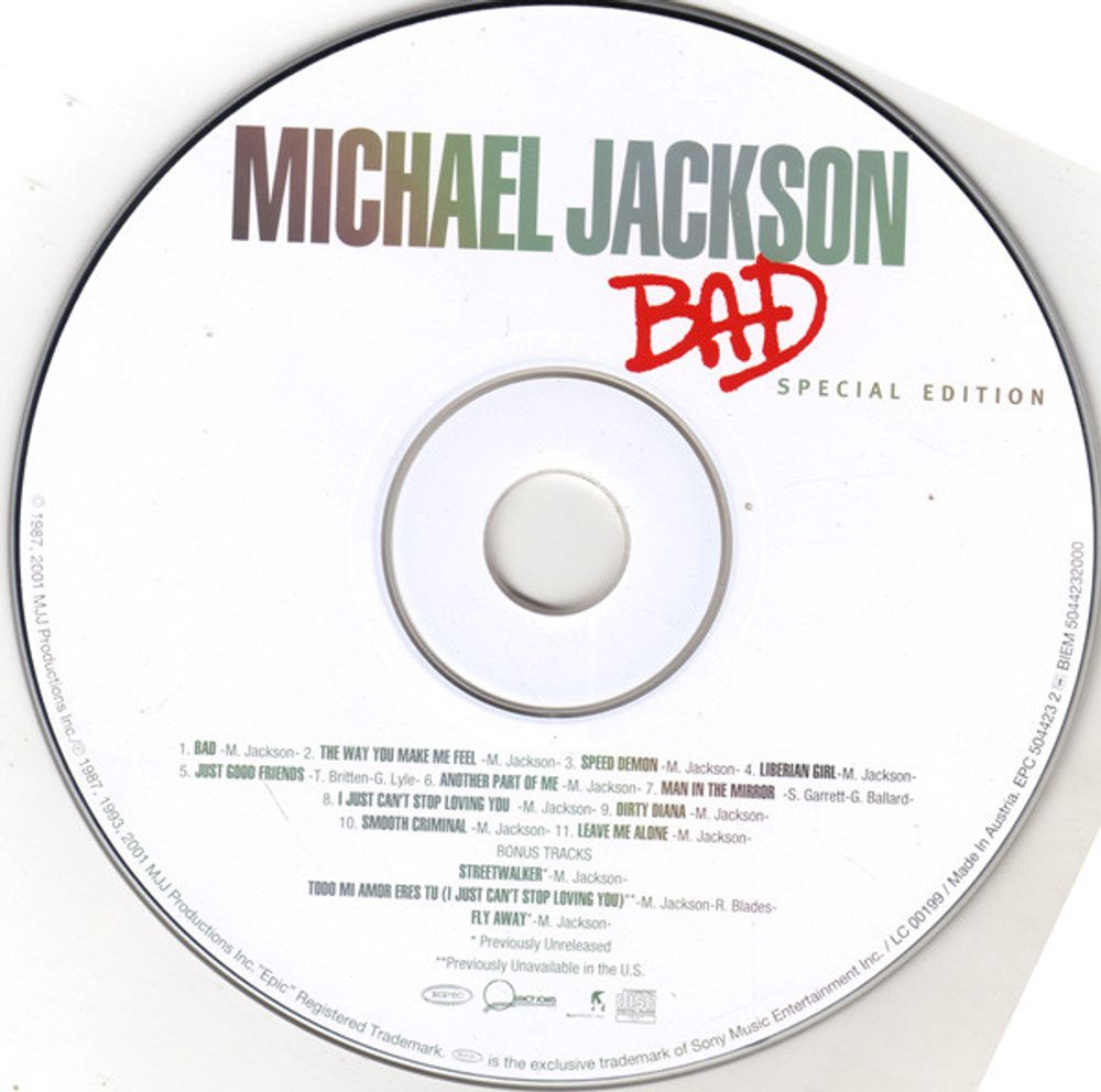 Michael Jackson. Bad (Special Edition CD) Майкл Джексон
