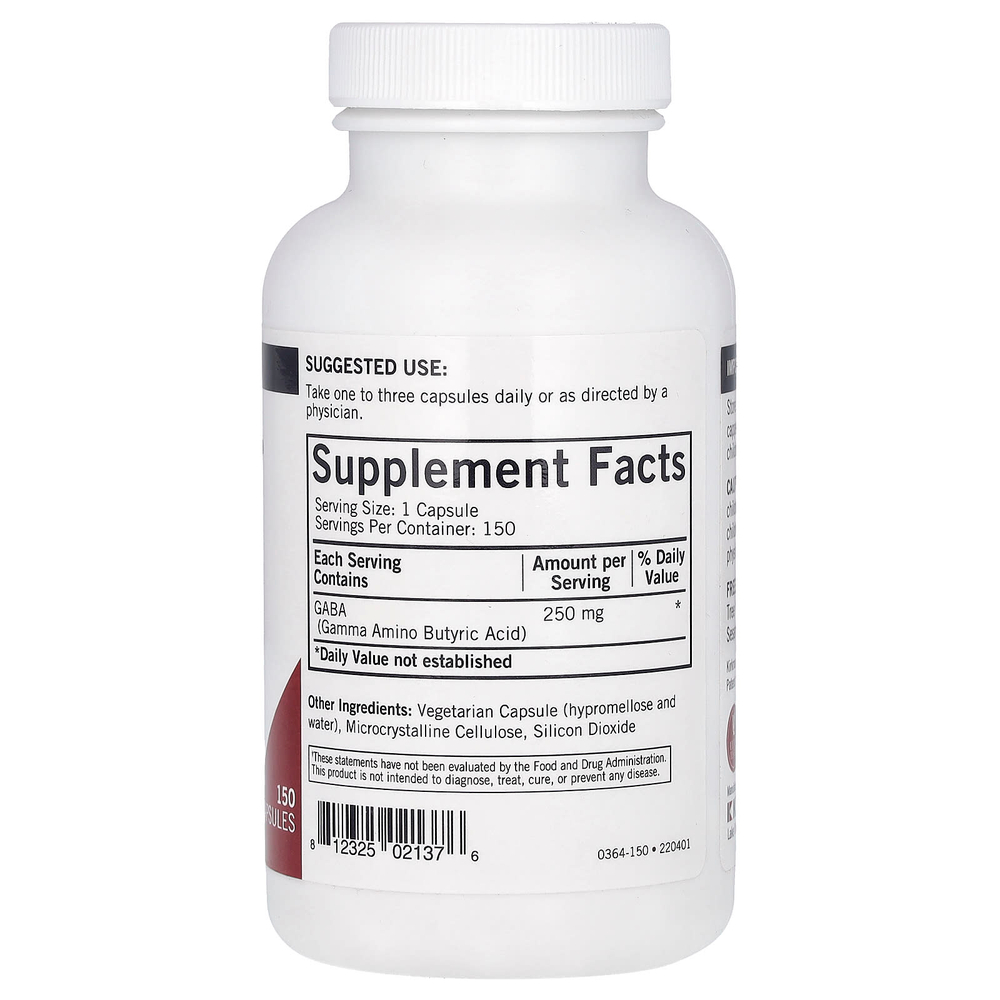 Kirkman Labs, ГАМК, 250 мг, 150 капсул
