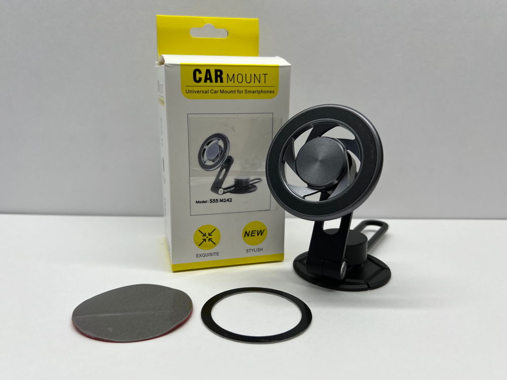 Держатель для телефона автомобильный в машину, на панель, с кольцом MagSafe, клеящаяся платформа, скотч + магнит, S55-M142, Цепкий (1 шт.)