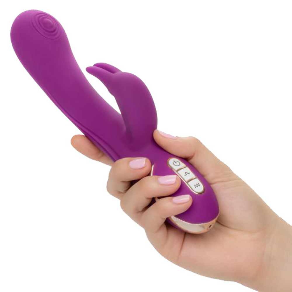 Фиолетовый вибратор-кролик 22,75см с пульсирующим воздействием California Exotic Novelties Signature Silicone Thumping Rabbit SE-0609-45-3