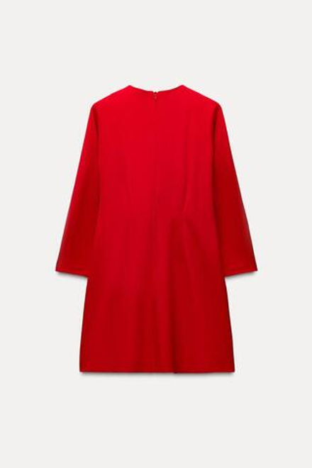 ZARA МИНИ-ПЛАТЬЕ ИЗ КРЕПА, КОРИЧНЕВЫЙ