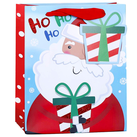 Пакет подарочный 3D, Новогодние герои, Дизай №4, с блестками, 23*18*10 см, 1 шт.