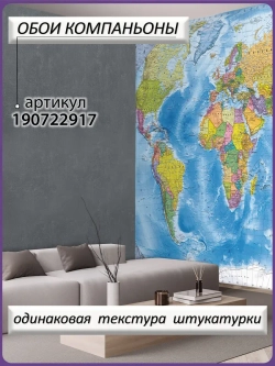 3D Фотообои моющиеся карта мира политическая
