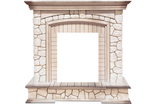 Каминокомплект Preston - Белый/Слоновая кость с патиной с очагом Flagstaff