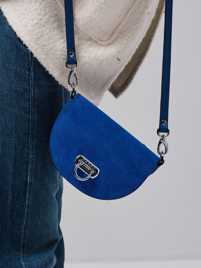Сумка замшевая на плечо кросс-боди синяя