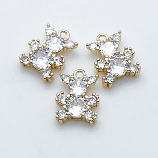 Подвеска Мишка, цвет золото, фианиты, размер 12*9 мм, цена за 1 шт