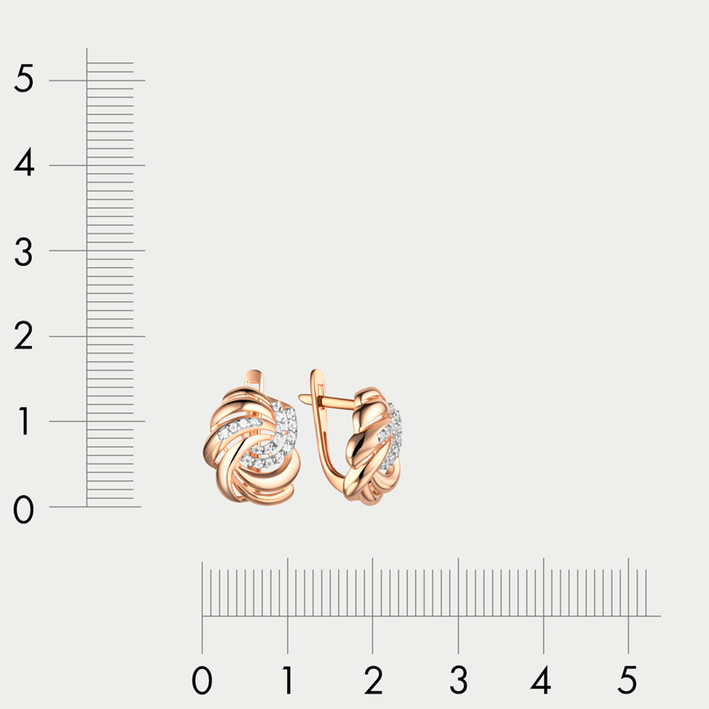 Серьги золотые с фианитами из розового золота 585 пробы для женщин (арт. 40088000)