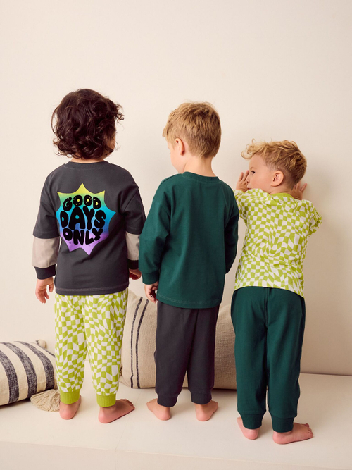 Пижама для мальчика Next 665-628, 3 шт., Салатовый, Темно-серый, Зеленый
