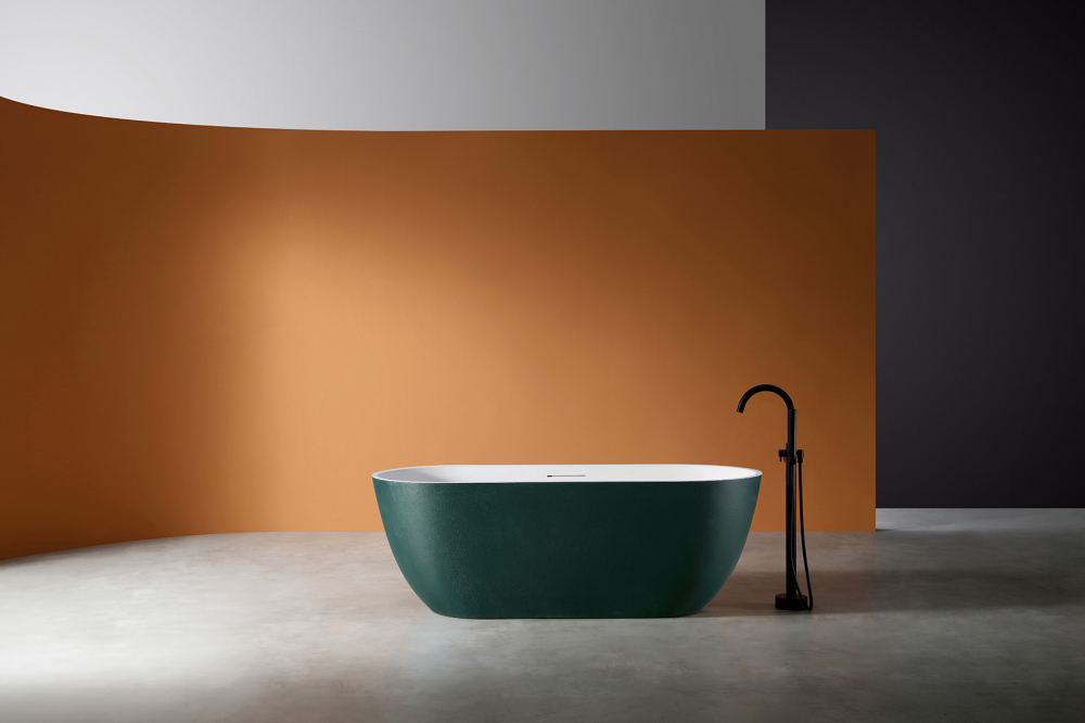 Ванна из искусственного камня ABBER Frankfurt AM9941MBG темно-зеленая матовая  170x75 см