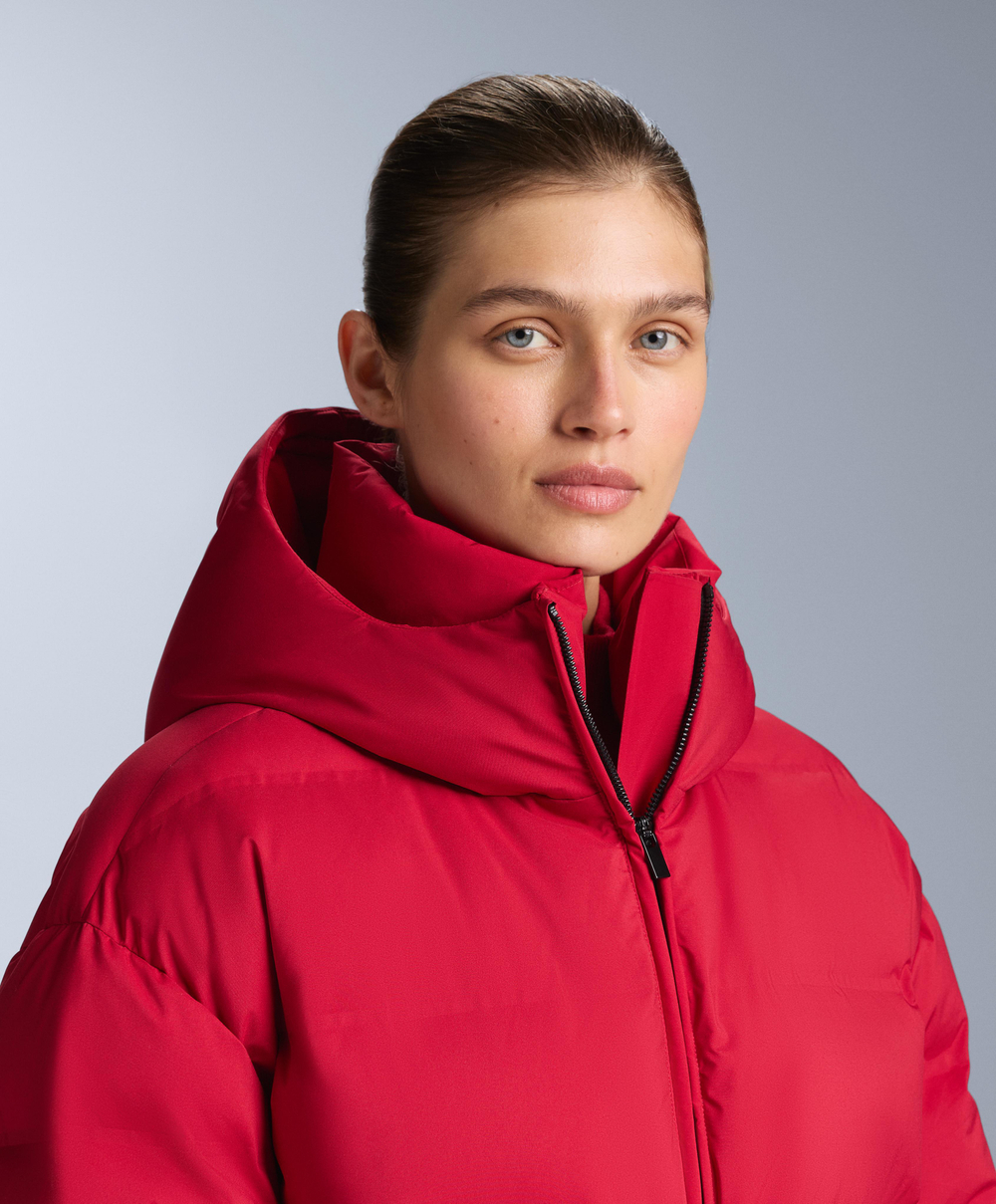 Oysho Легкий водонепроницаемый короткий пуховик Minardi Piume Kayak, красный