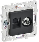 SKANDY Розетка двойная TV+RJ45 кат.5E SK-A14G графит IEK