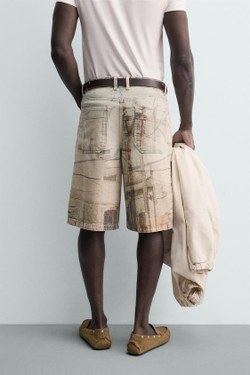 ZARA ШОРТЫ BAGGY С АБСТРАКТНЫМ ПРИНТОМ, РАЗНОЦВЕТНЫЙ